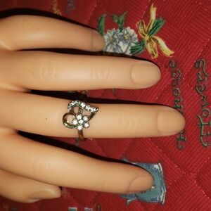 Diamond Flower and Heart Ring